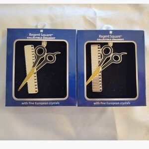 NIB Hairstylist Chrismas Ornament With Crystals Set